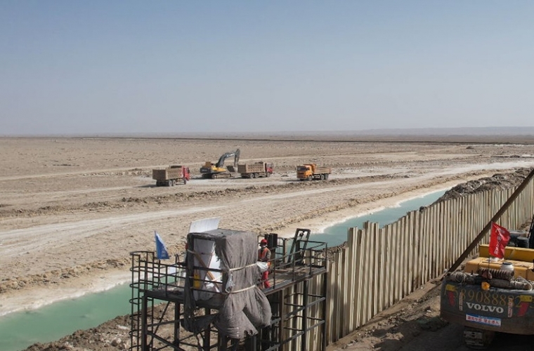 The Salt Lake Is Cut Off To Prevent Seepage